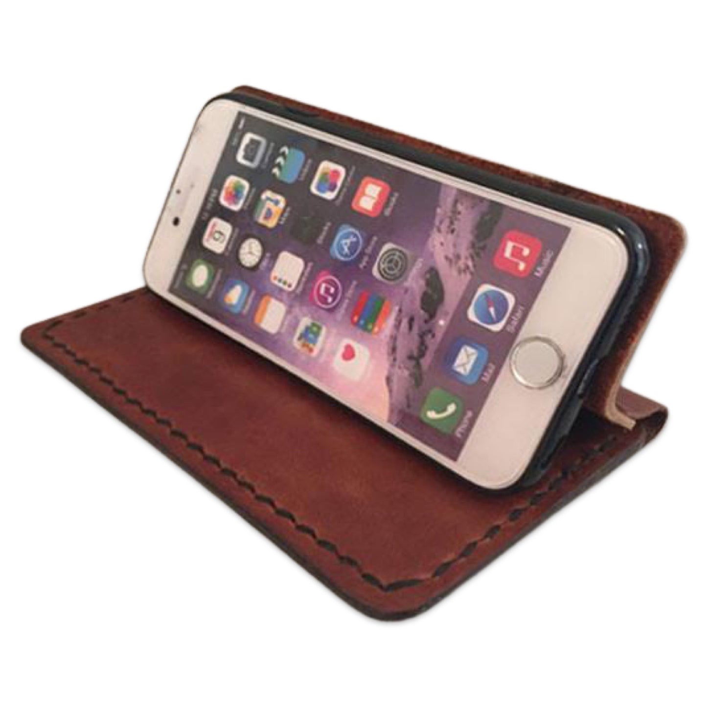 Personalized Steampunk Leather iPhone Folio Case - Brown