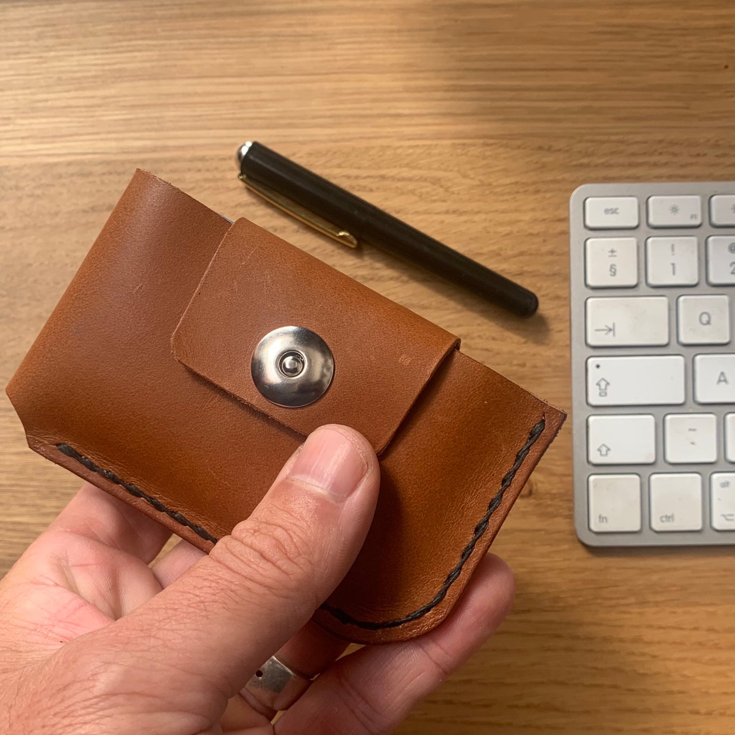 Minimalist Leather Card Holder - Black