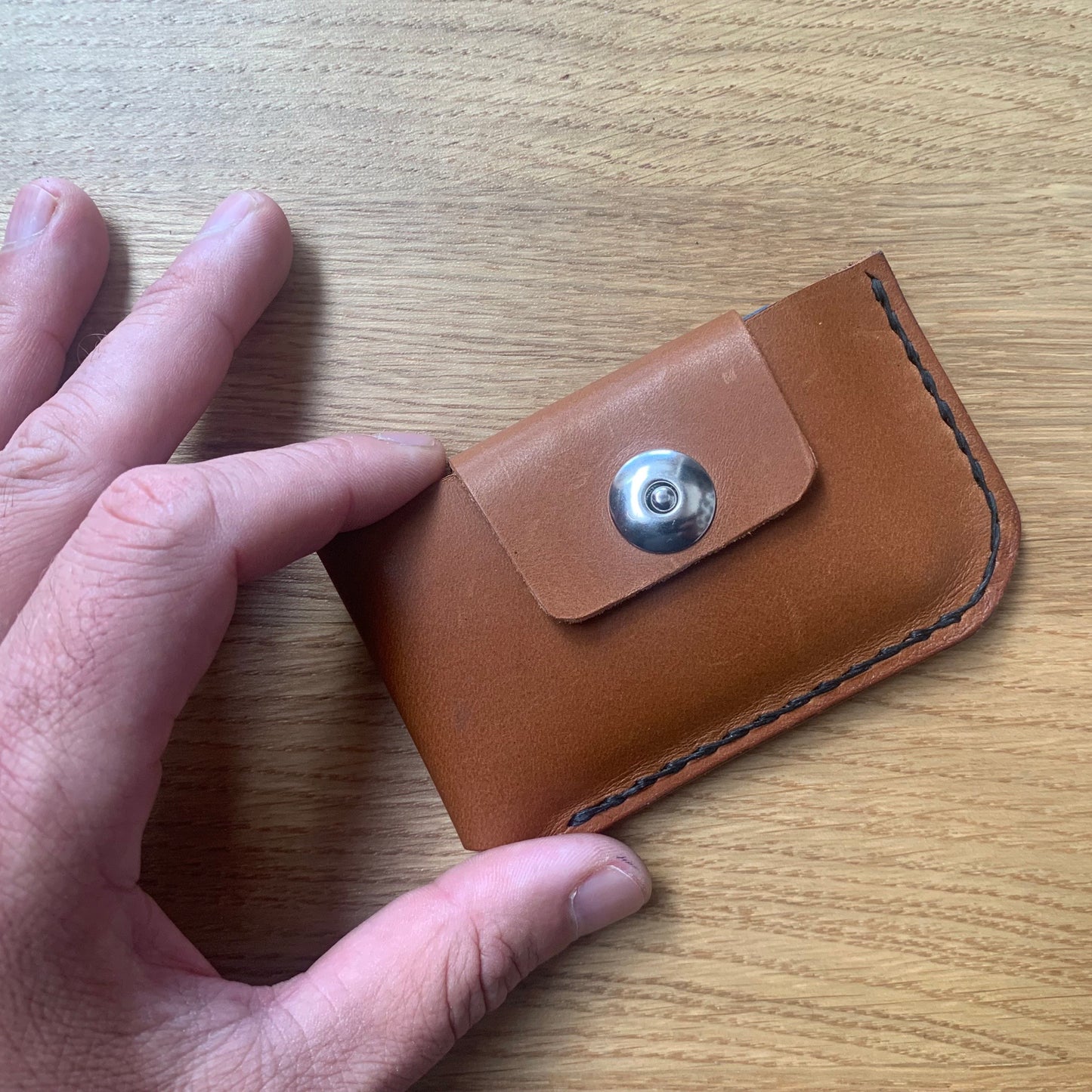 Minimalist Leather Card Holder - Black