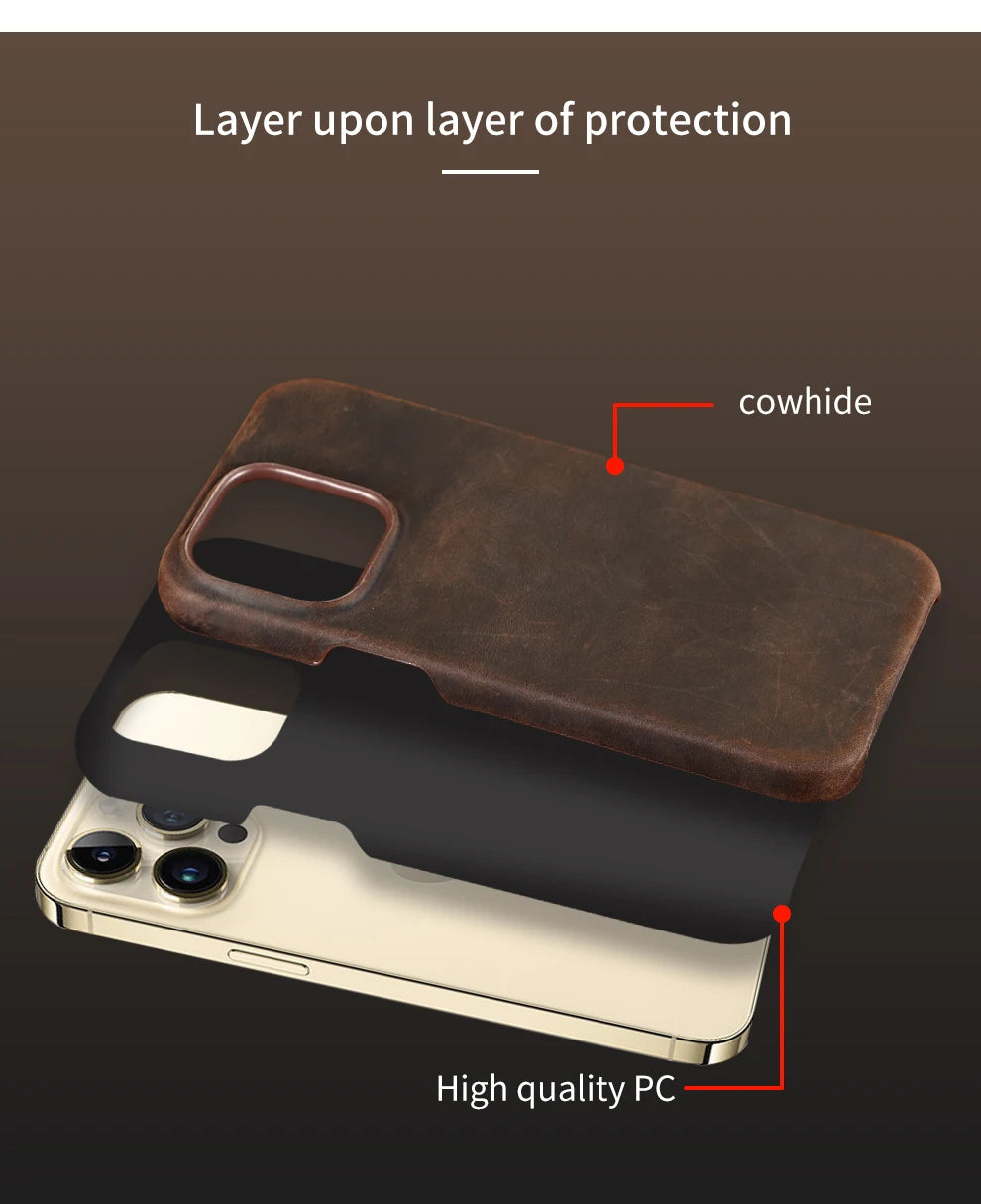 Magsafe Leather Shell Case for iPhone - Dark Brown
