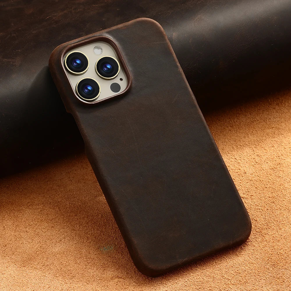Magsafe Leather Shell Case for iPhone - Dark Brown