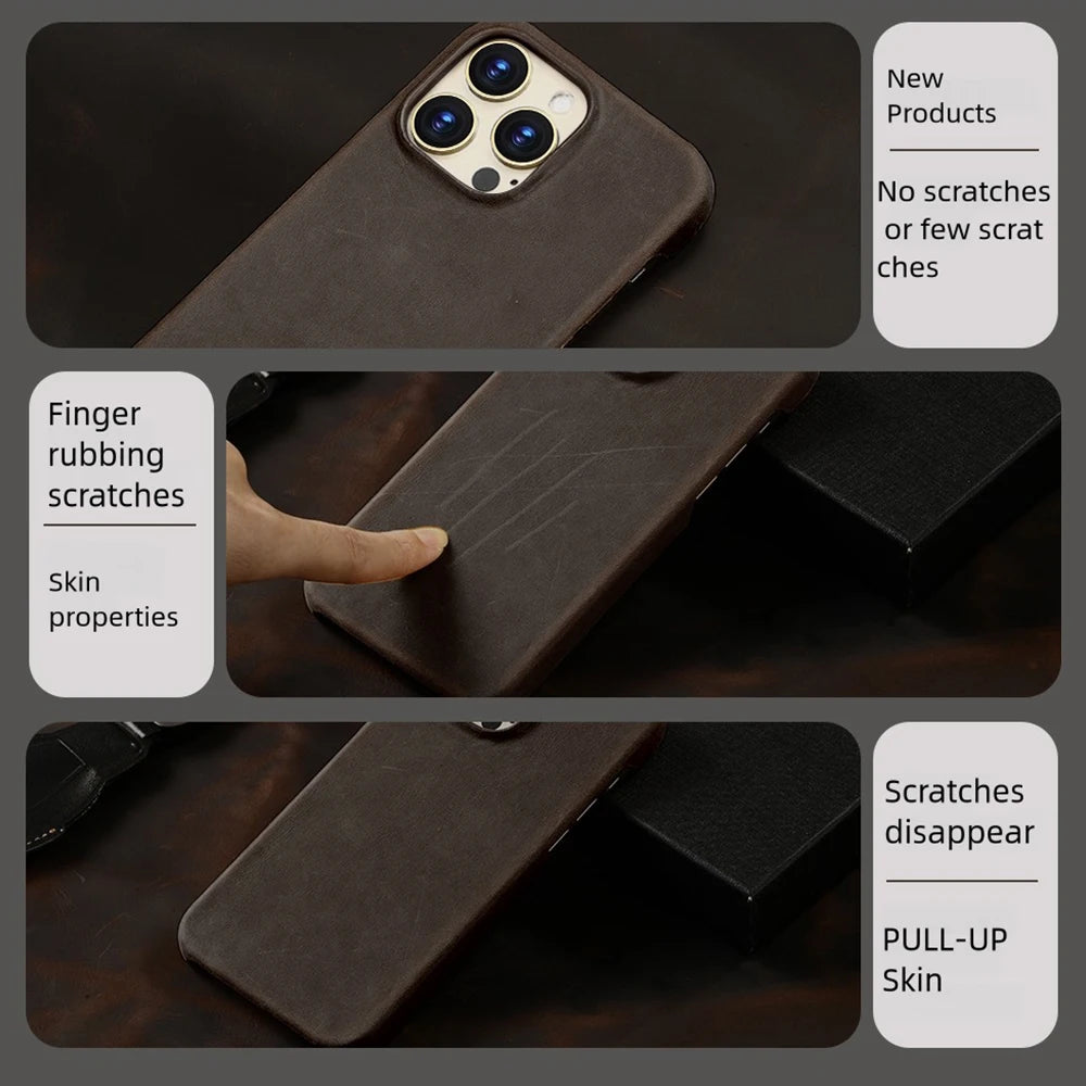 Magsafe Leather Shell Case for iPhone - Dark Brown
