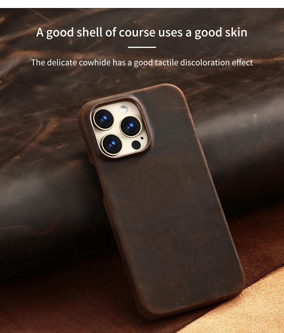 Magsafe Leather Shell Case for iPhone - Dark Brown