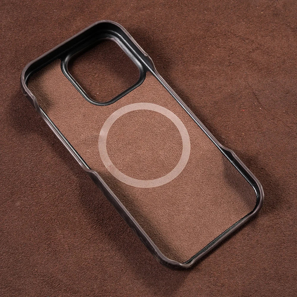 Magsafe Leather Shell Case for iPhone - Dark Brown