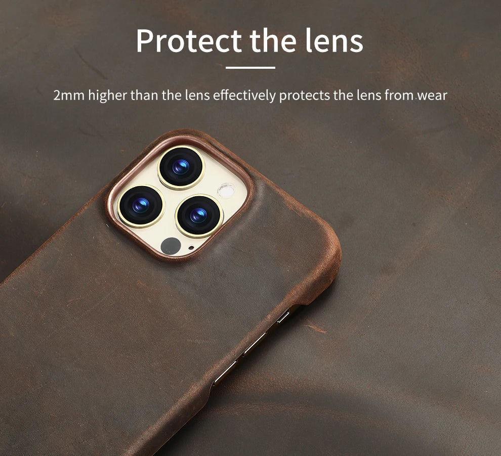 Magsafe Leather Shell Case for iPhone - Dark Brown