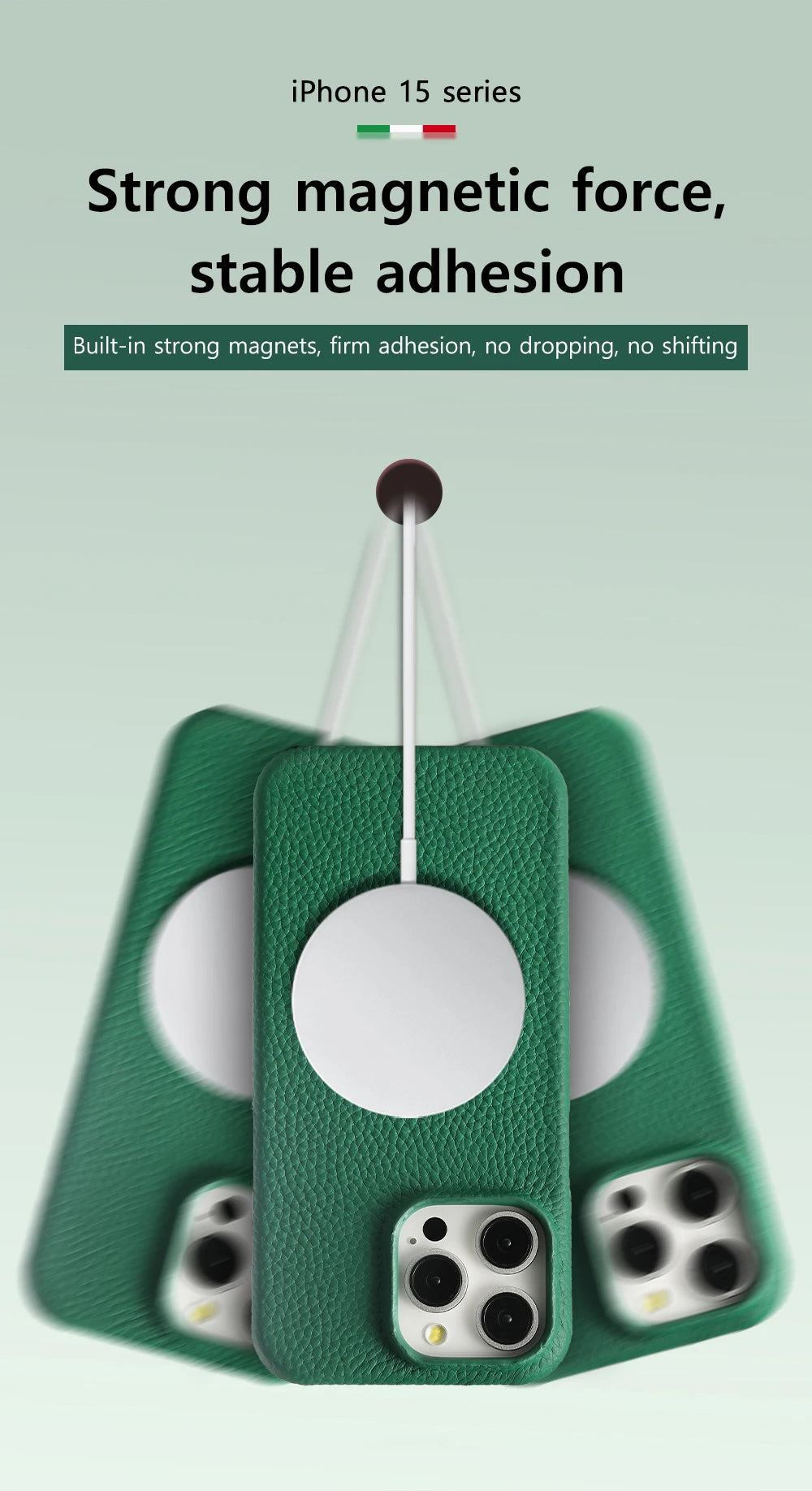 Magsafe Leather Shell Case for iPhone - Green