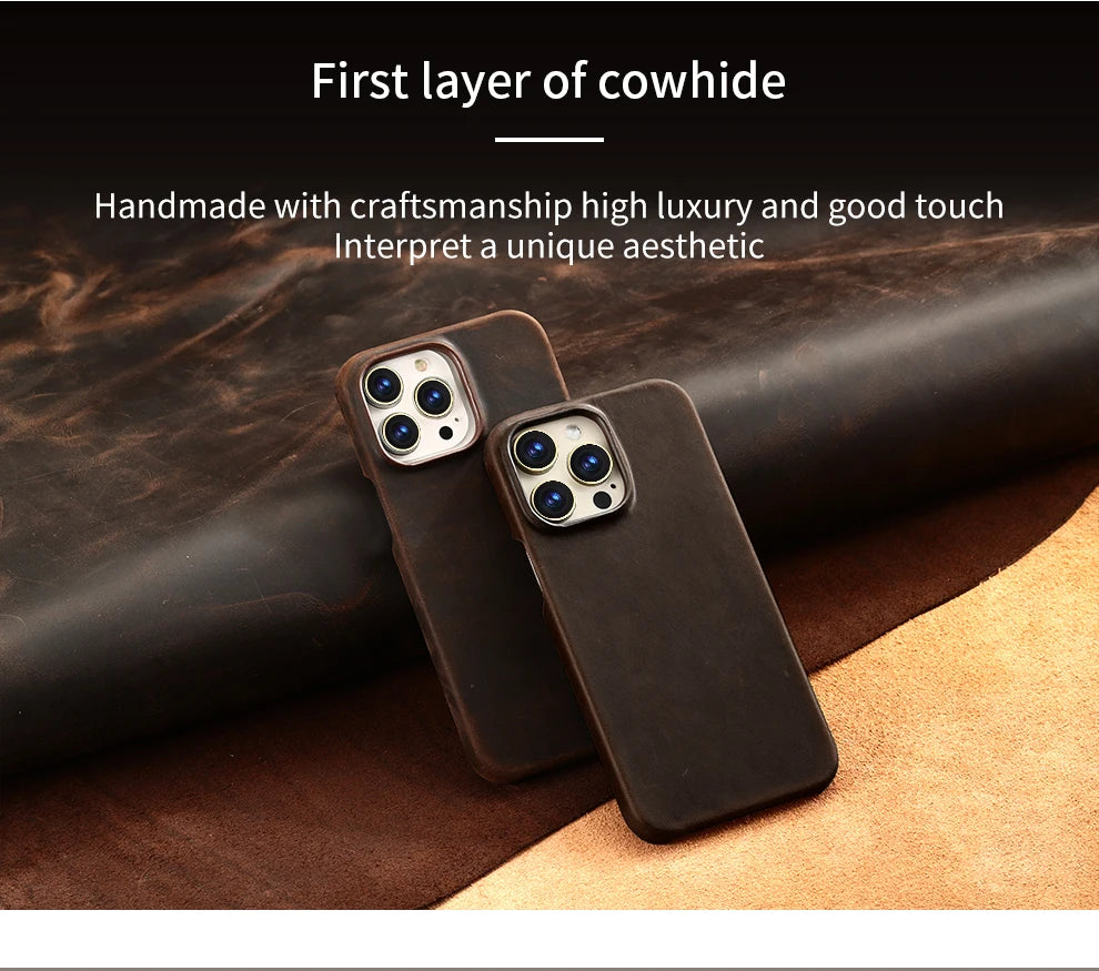 Magsafe Leather Shell Case for iPhone - Dark Brown