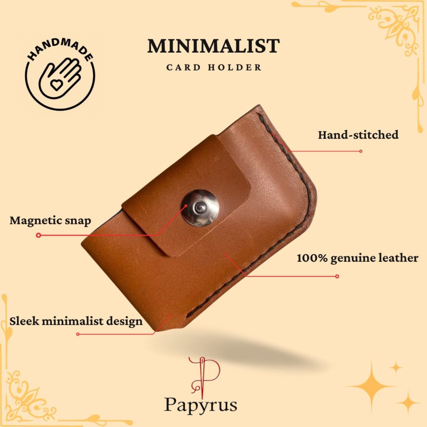 Minimalist Leather Card Holder - Black