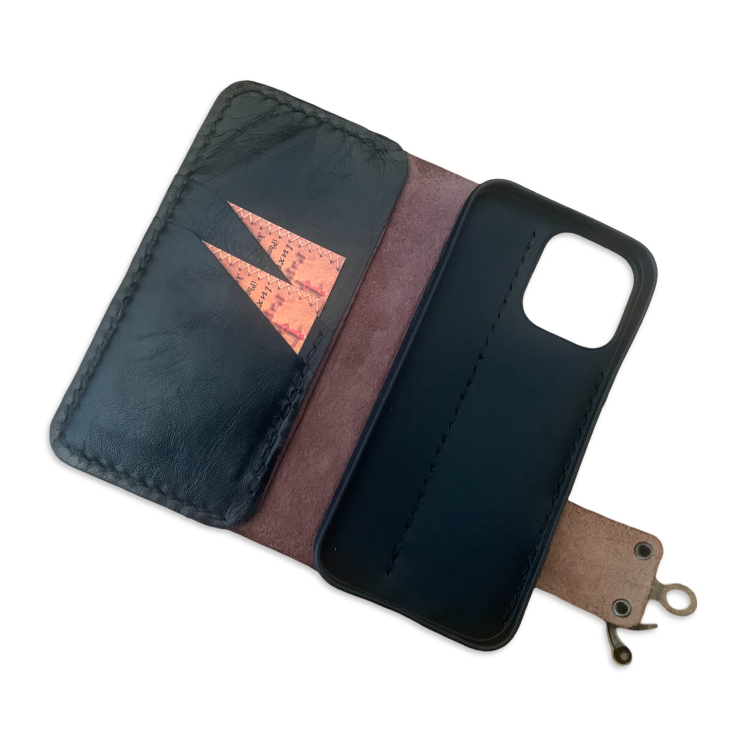 Personalized Steampunk Leather iPhone Folio Case - Brown