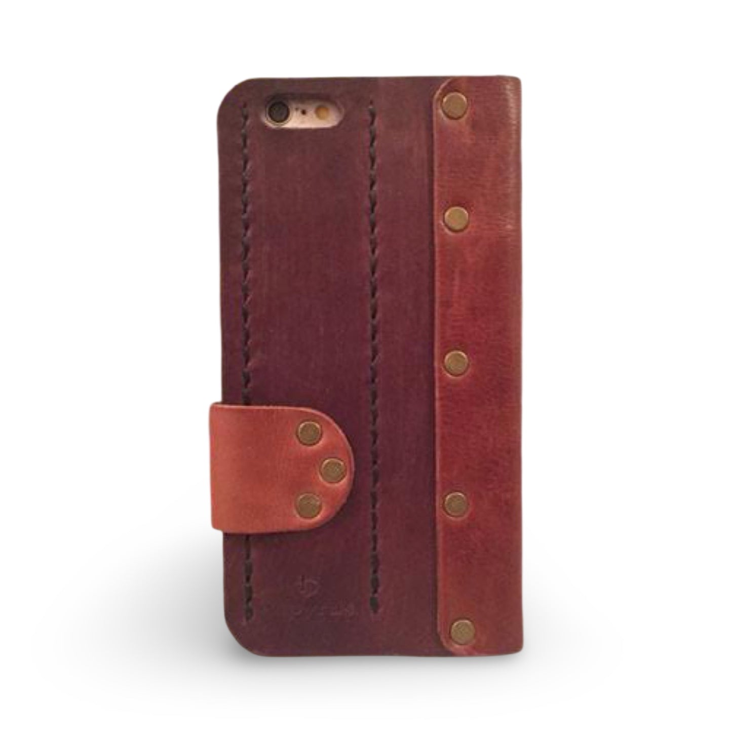 Personalized Steampunk Leather iPhone Folio Case - Brown