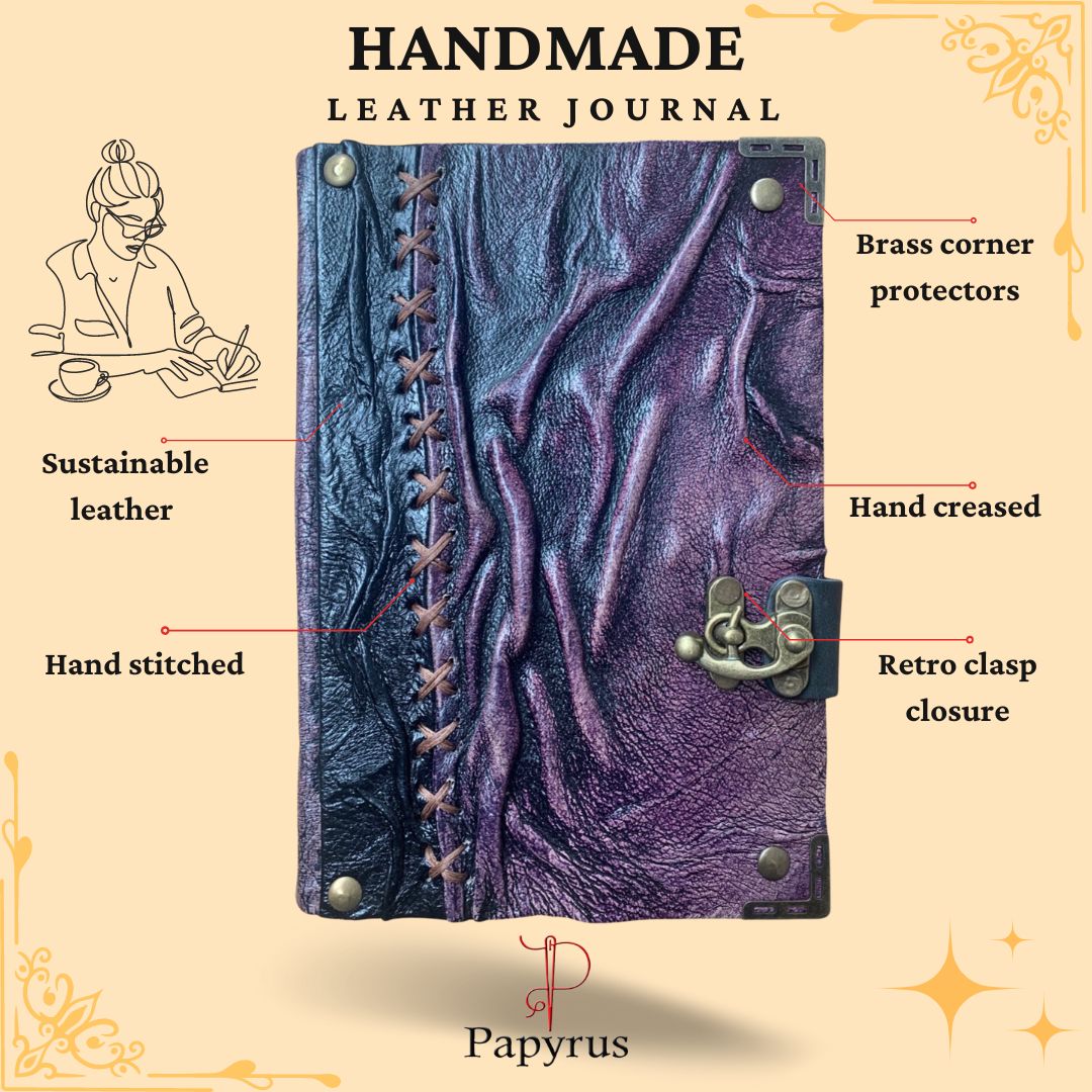 Mystic Ruins – Rustic Amethyst Edition Leather Journal with Vintage Clasp