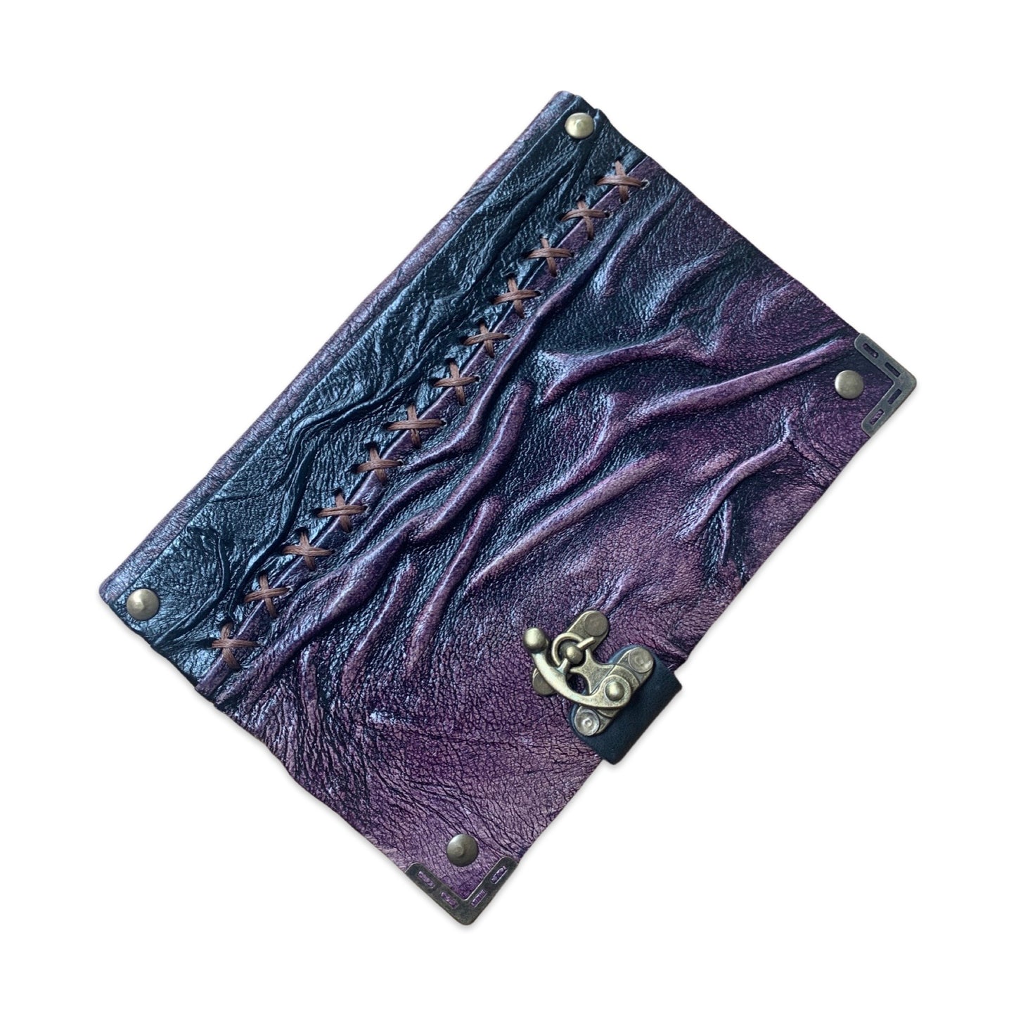 Mystic Ruins – Rustic Amethyst Edition Leather Journal with Vintage Clasp