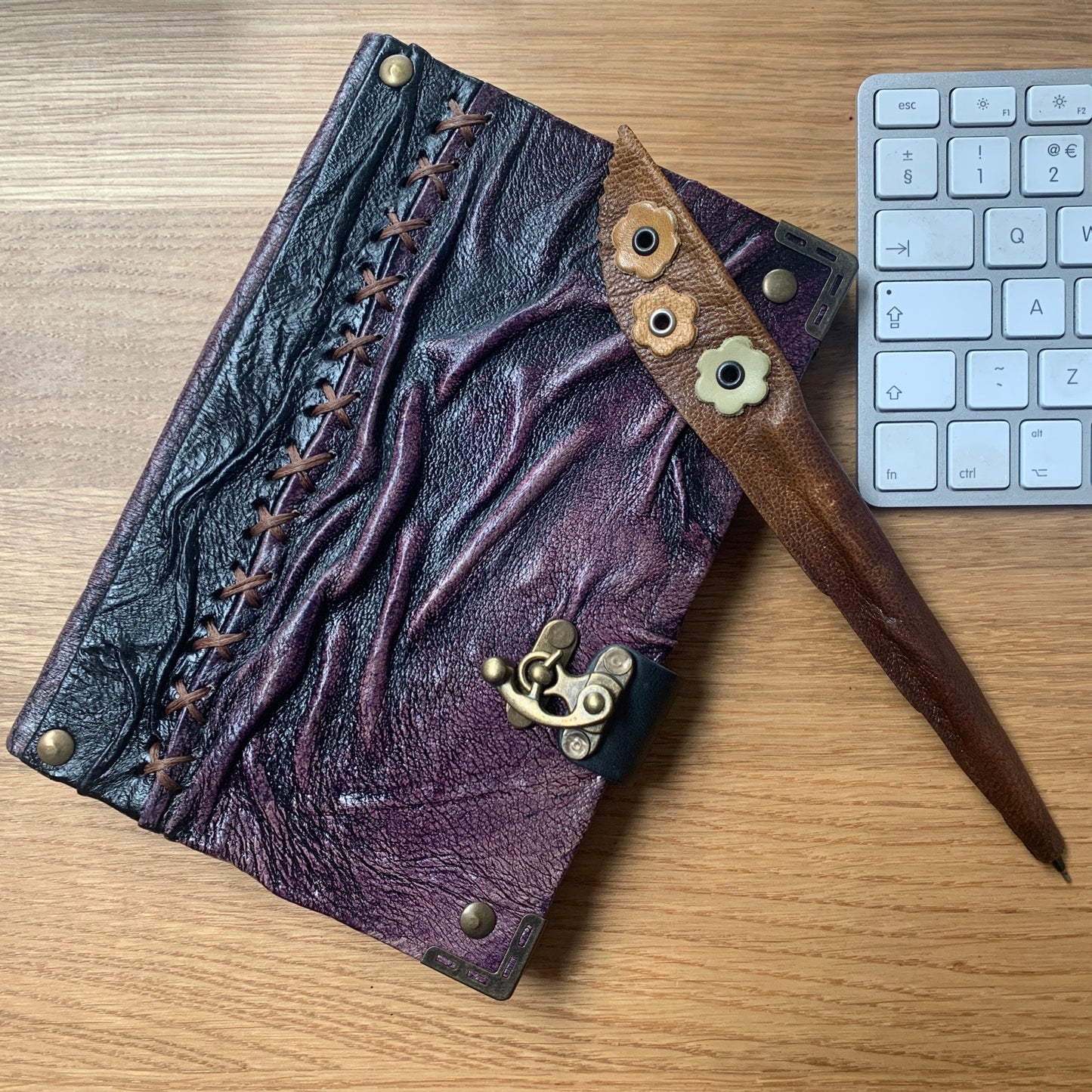 Mystic Ruins – Rustic Amethyst Edition Leather Journal with Vintage Clasp