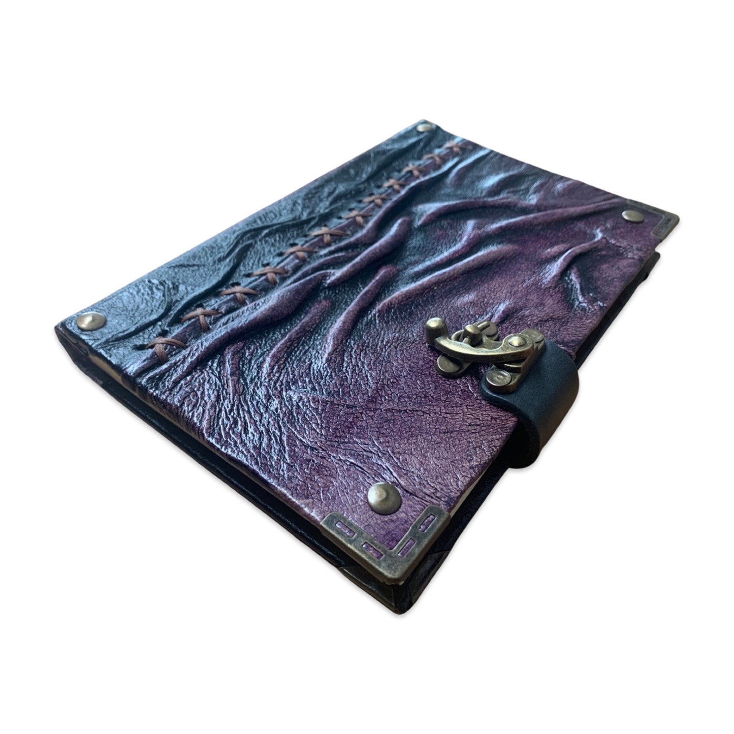 Mystic Ruins – Rustic Amethyst Edition Leather Journal with Vintage Clasp