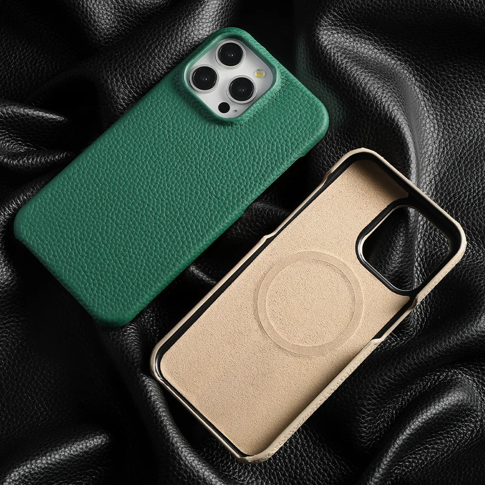 Magsafe Leather Shell Case for iPhone - Black