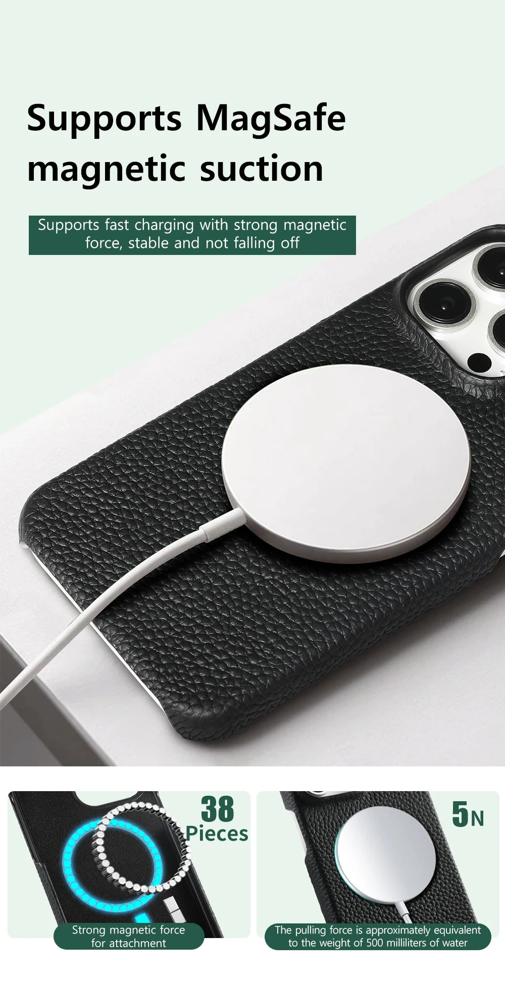 Magsafe Leather Shell Case for iPhone - Black