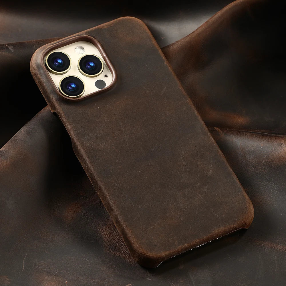 Magsafe Leather Shell Case for iPhone - Dark Brown