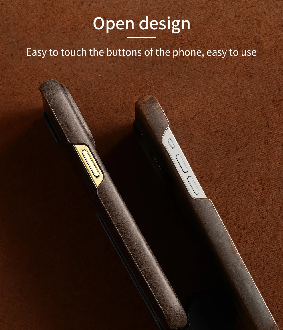 Magsafe Leather Shell Case for iPhone - Dark Brown