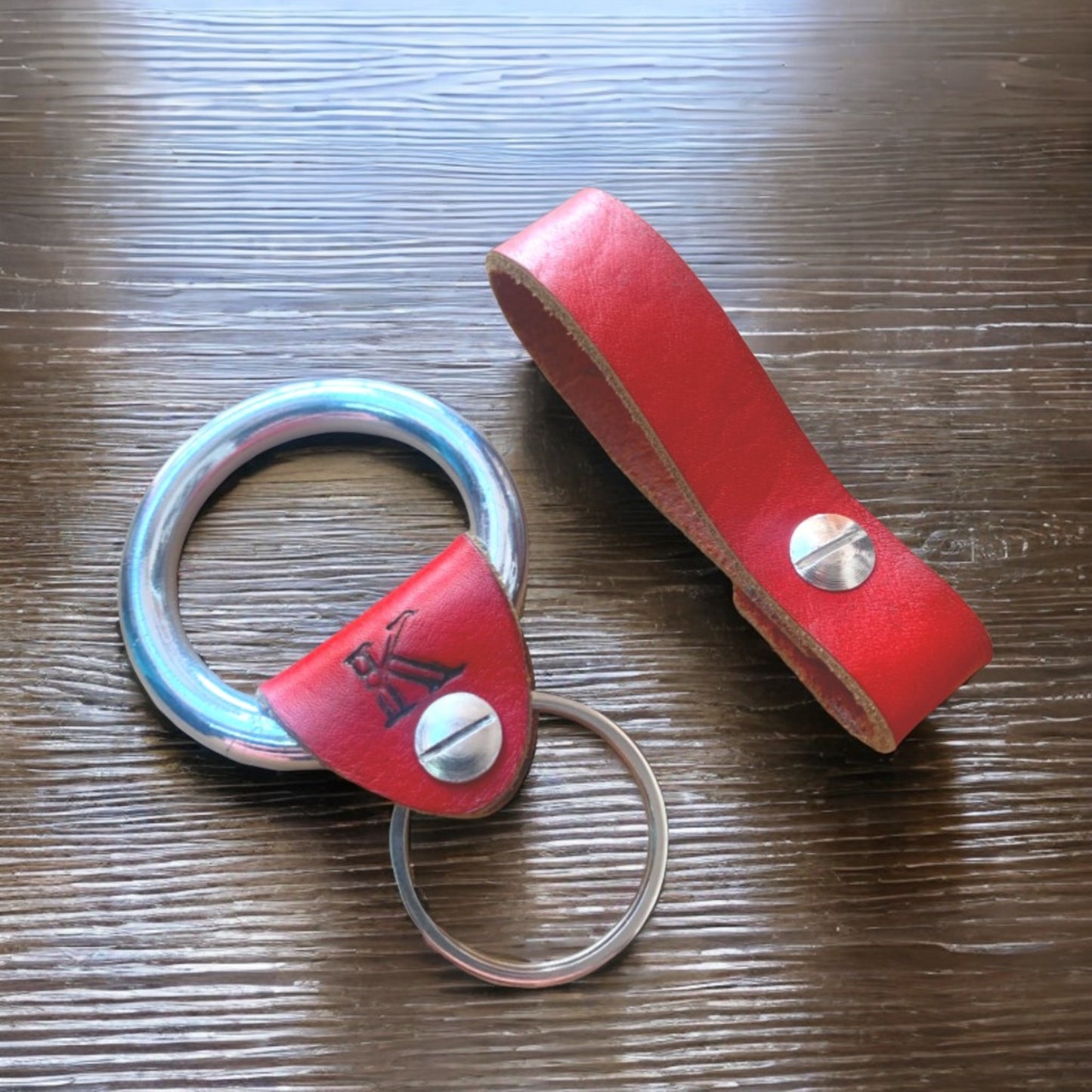 Stainless Steel & Leather Keyring - Custom Initial Key Ring