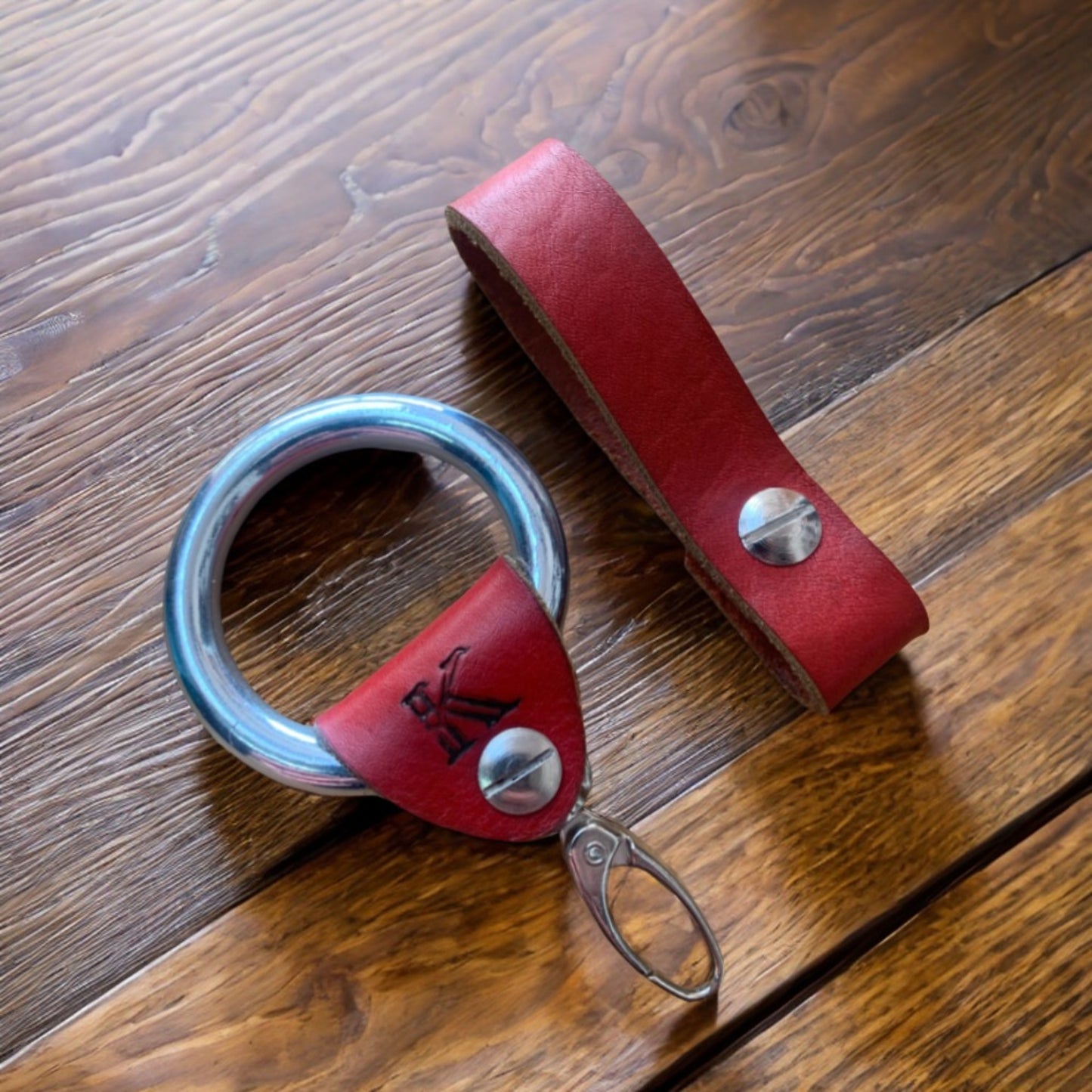 Stainless Steel & Leather Keyring - Custom Initial Key Ring