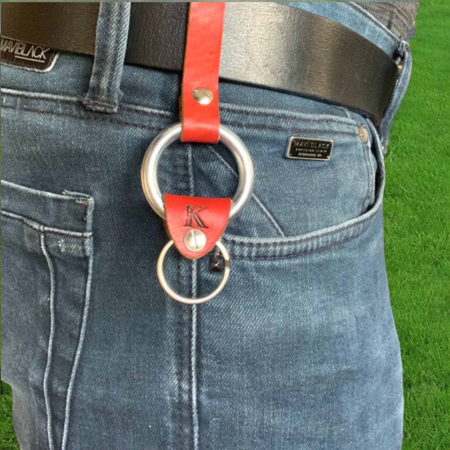 Stainless Steel & Leather Keyring - Custom Initial Key Ring