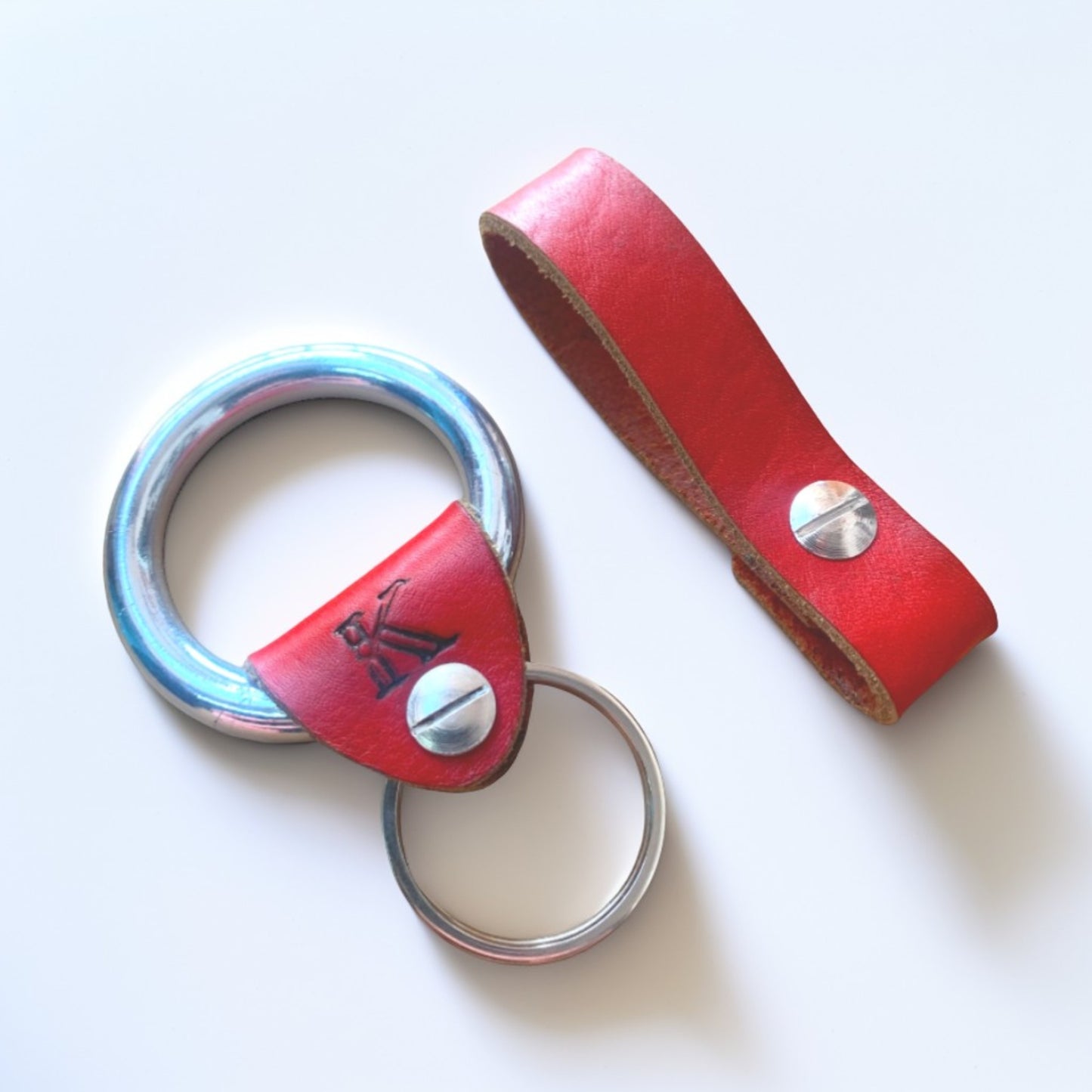 Stainless Steel & Leather Keyring - Custom Initial Key Ring