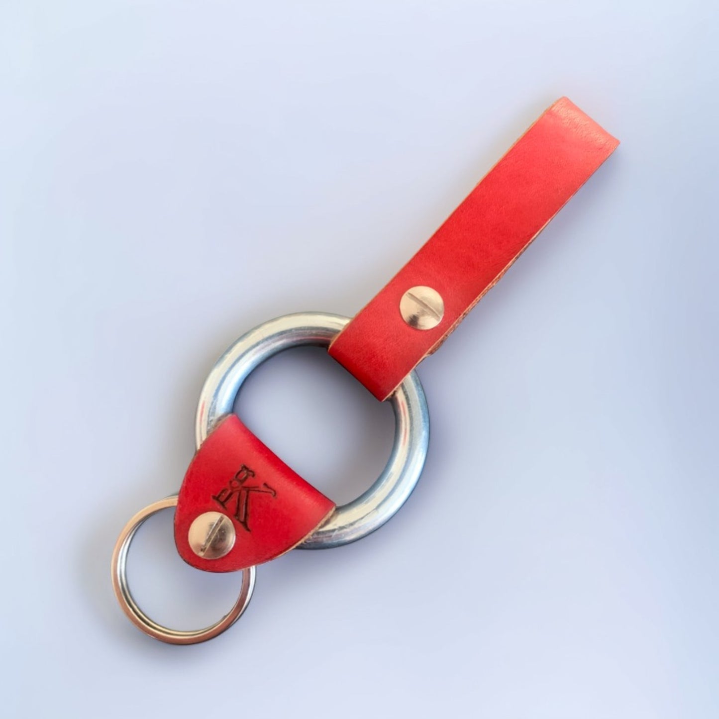 Stainless Steel & Leather Keyring - Custom Initial Key Ring