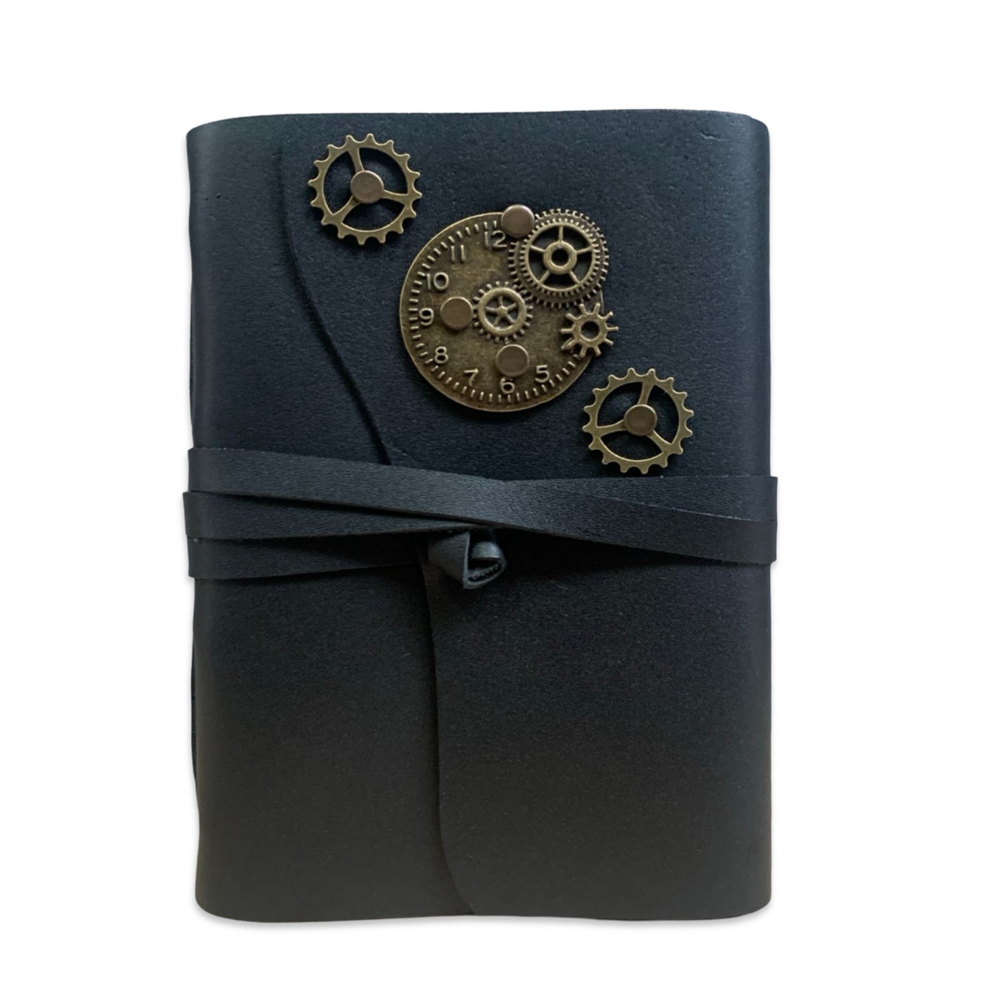 ChronoGear Wraparound Leather Journal – Steampunk Edition - Rustwood Brown