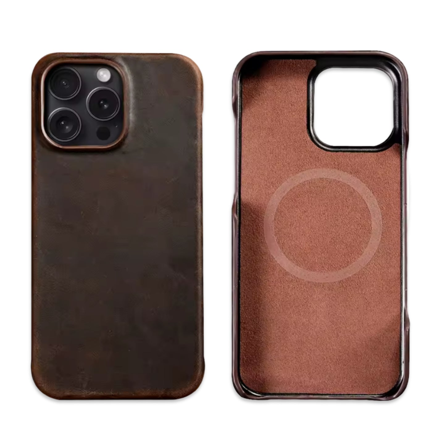 Magsafe Leather Shell Case for iPhone - Dark Brown