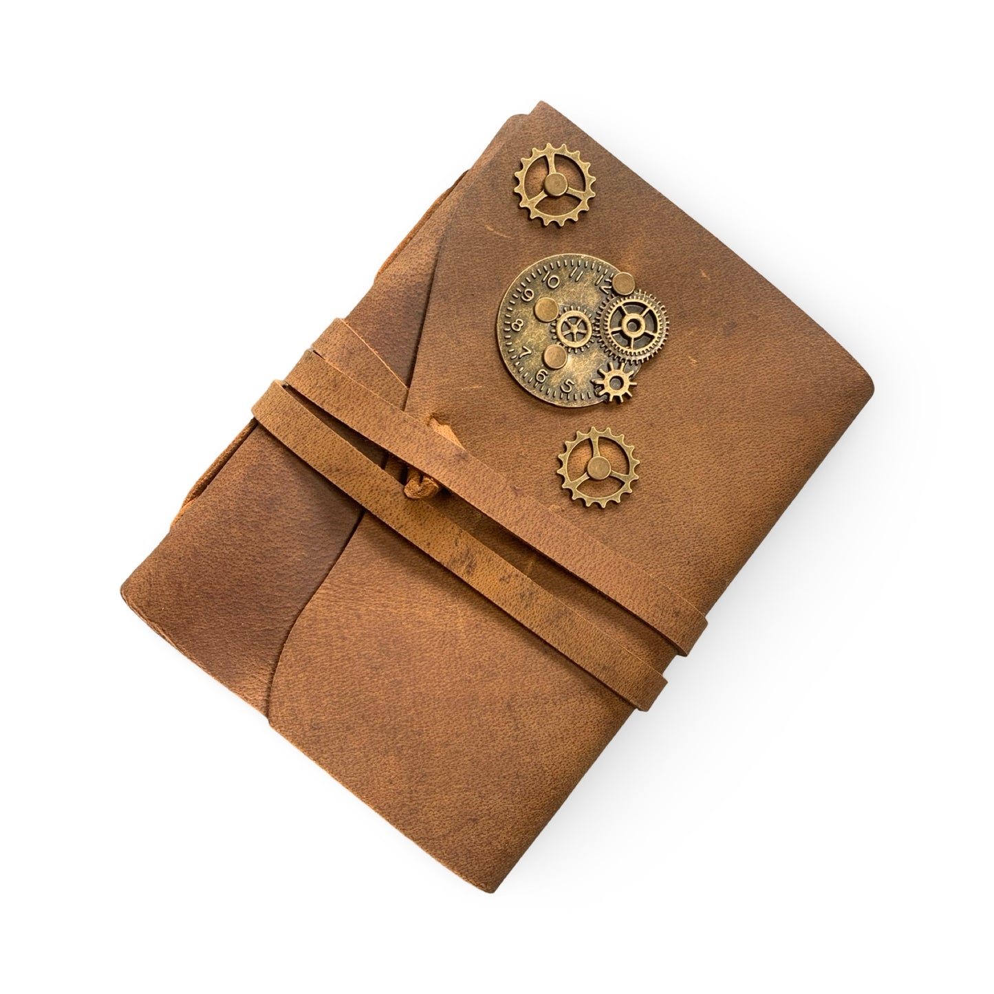 ChronoGear Wraparound Leather Journal – Steampunk Edition - Shadowforge Black