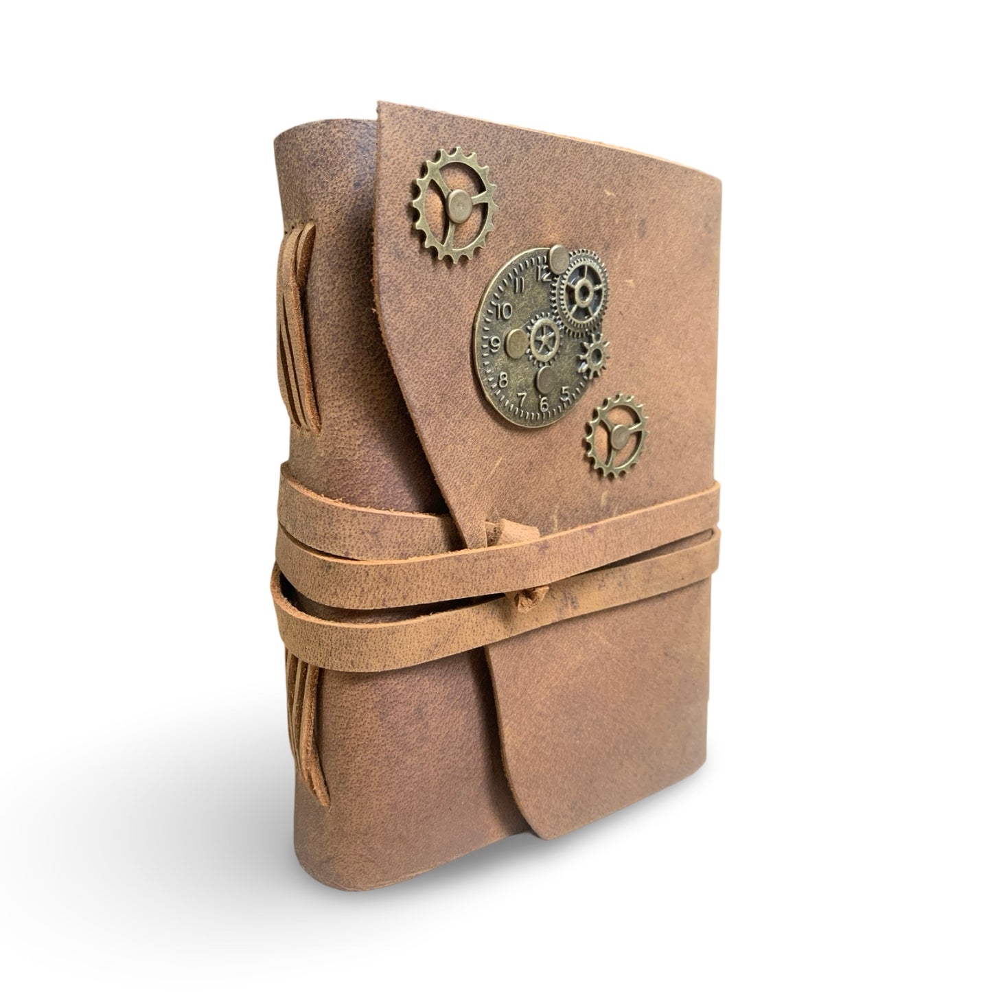 ChronoGear Wraparound Leather Journal – Steampunk Edition - Shadowforge Black
