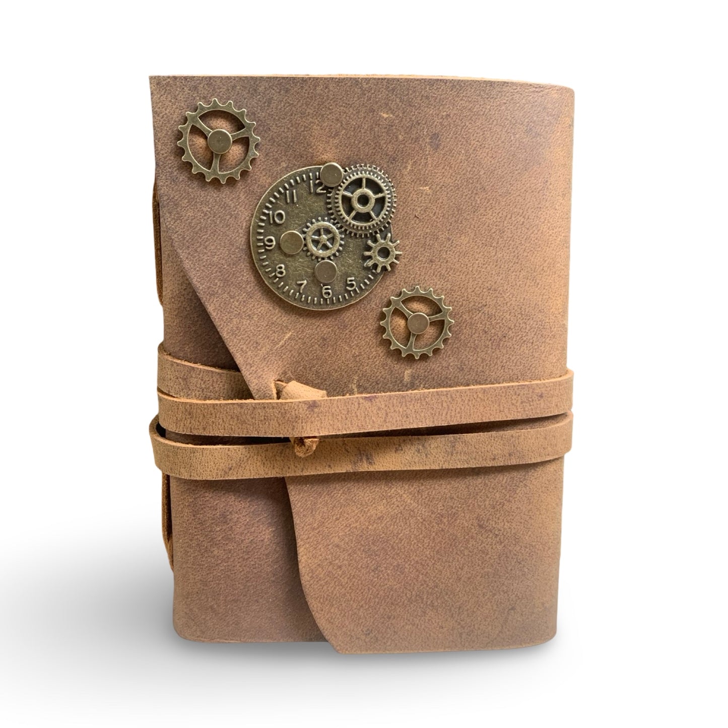 ChronoGear Wraparound Leather Journal – Steampunk Edition - Shadowforge Black