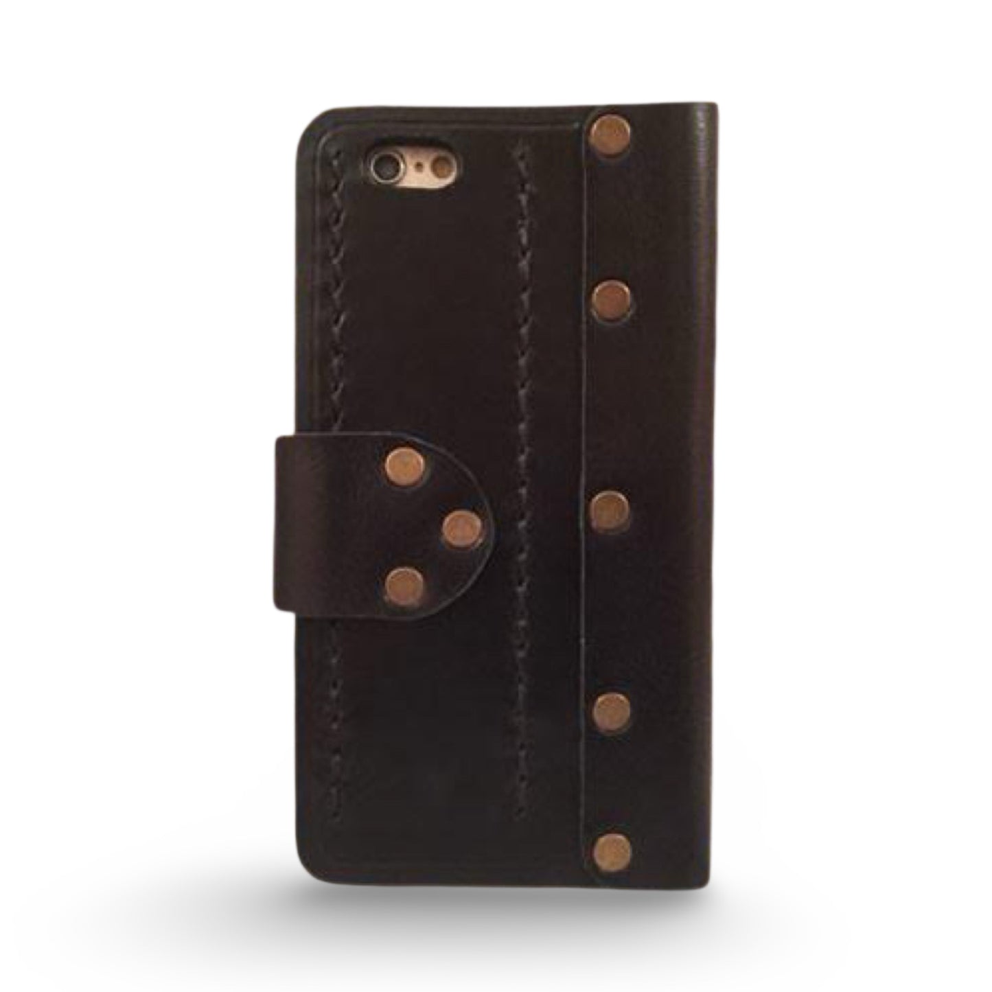 Personalized Steampunk Leather iPhone Folio Case - Brown