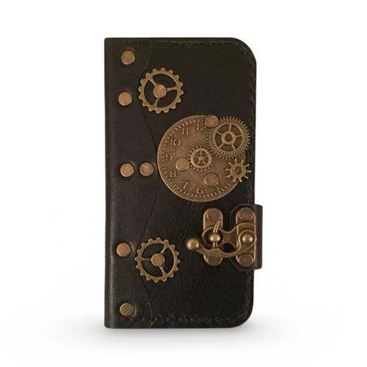 Steampunk Leather iPhone Folio Case - Black