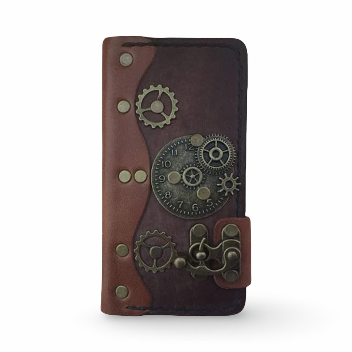 Steampunk Leather iPhone Folio Case - Brown