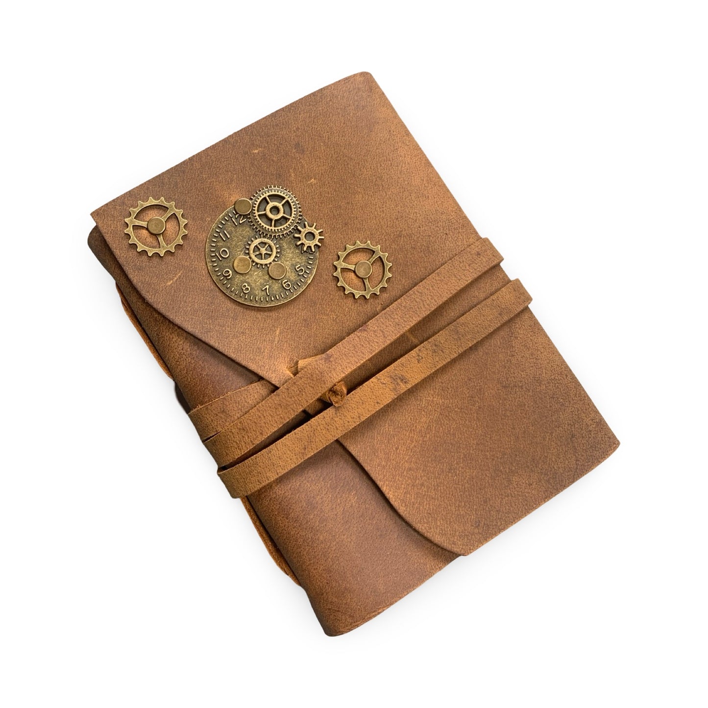 ChronoGear Wraparound Leather Journal – Steampunk Edition - Shadowforge Black